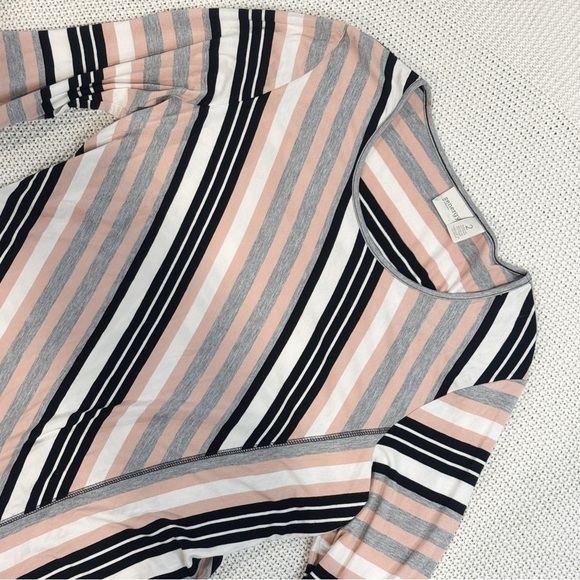 Chico's Striped Tunic in Black, Gray, and Pink - Picture 3 of 7